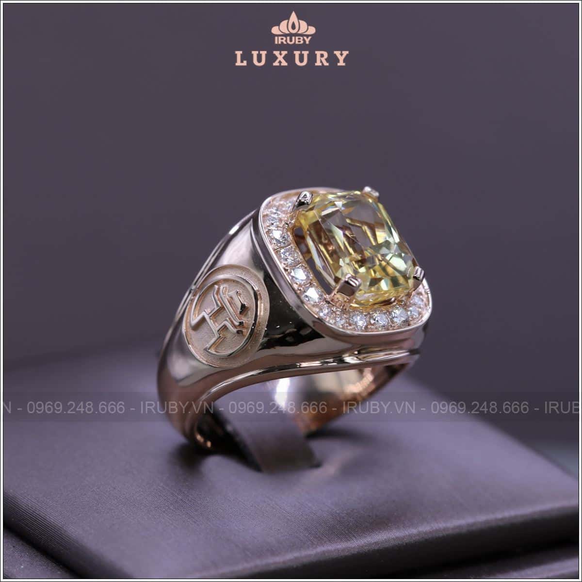 Nhẫn nam Sapphire vàng 8,54ct thiết kế theo yêu cầu - IRYS 2503854 