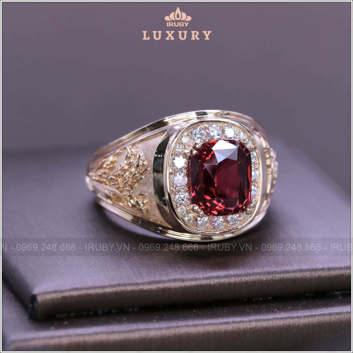 Nhẫn nam Spinel đỏ 4,31ct thiết kế theo yêu cầu - IRSI115 2408431
