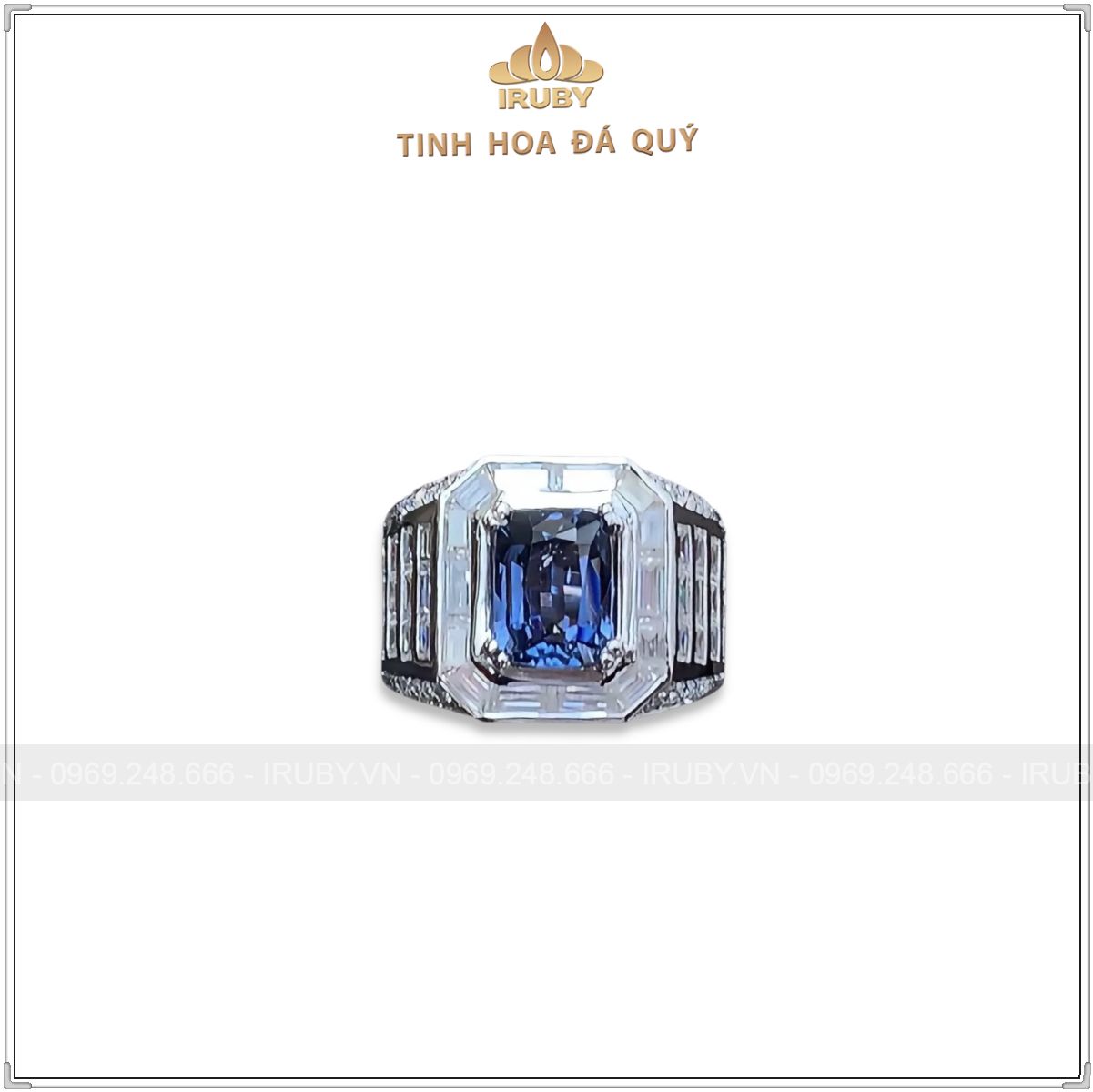 Nhẫn nam Spinel xanh blue Lục Yên mẫu chủ tịch 2,59ct - IRSI80 2401260