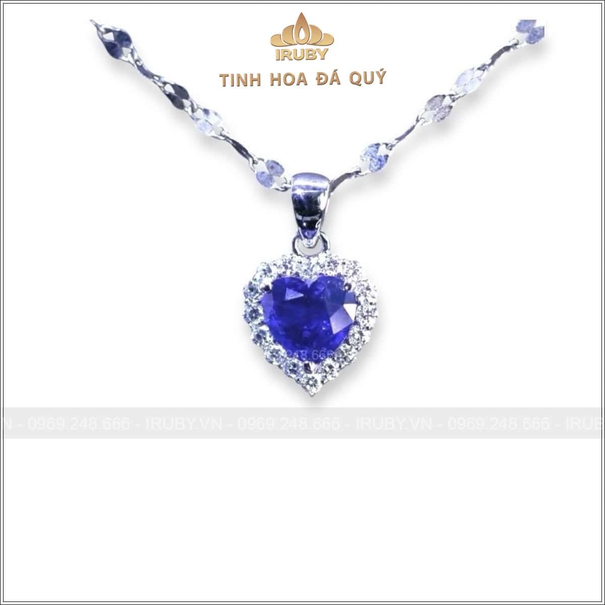 Mặt dây chuyền Sapphire trái tim kết kim cương 0,91ct – IRBS282 2409091