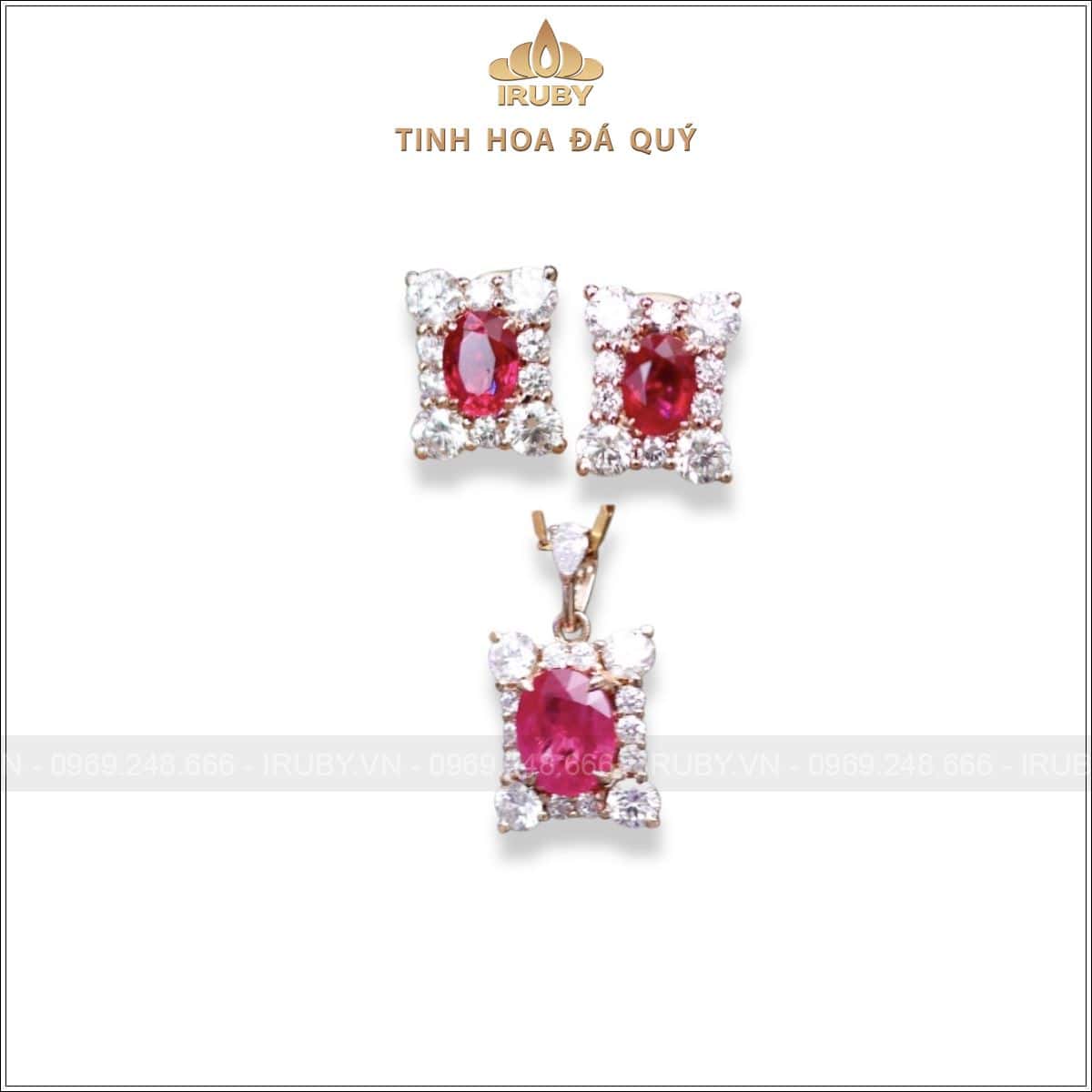 Bộ trang sức đá Ruby facet kết kim cương – IRRF 2504094