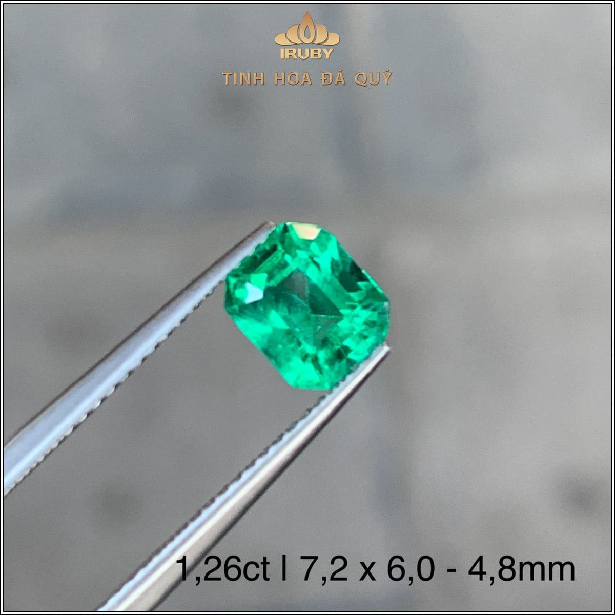 Đá Emerald Colombia xanh vivid tự nhiên 1,26ct - IREM 2504126