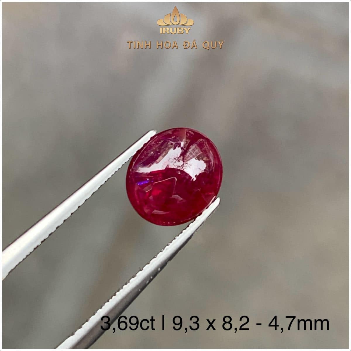 Đá Ruby cabochon đỏ huyết Lục Yên tự nhiên 100% 3,69ct - IRRC 2504369