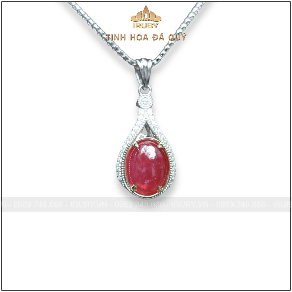 Mặt dây chuyền Ruby kết kim cương tự nhiên 100% – IRRC 237705