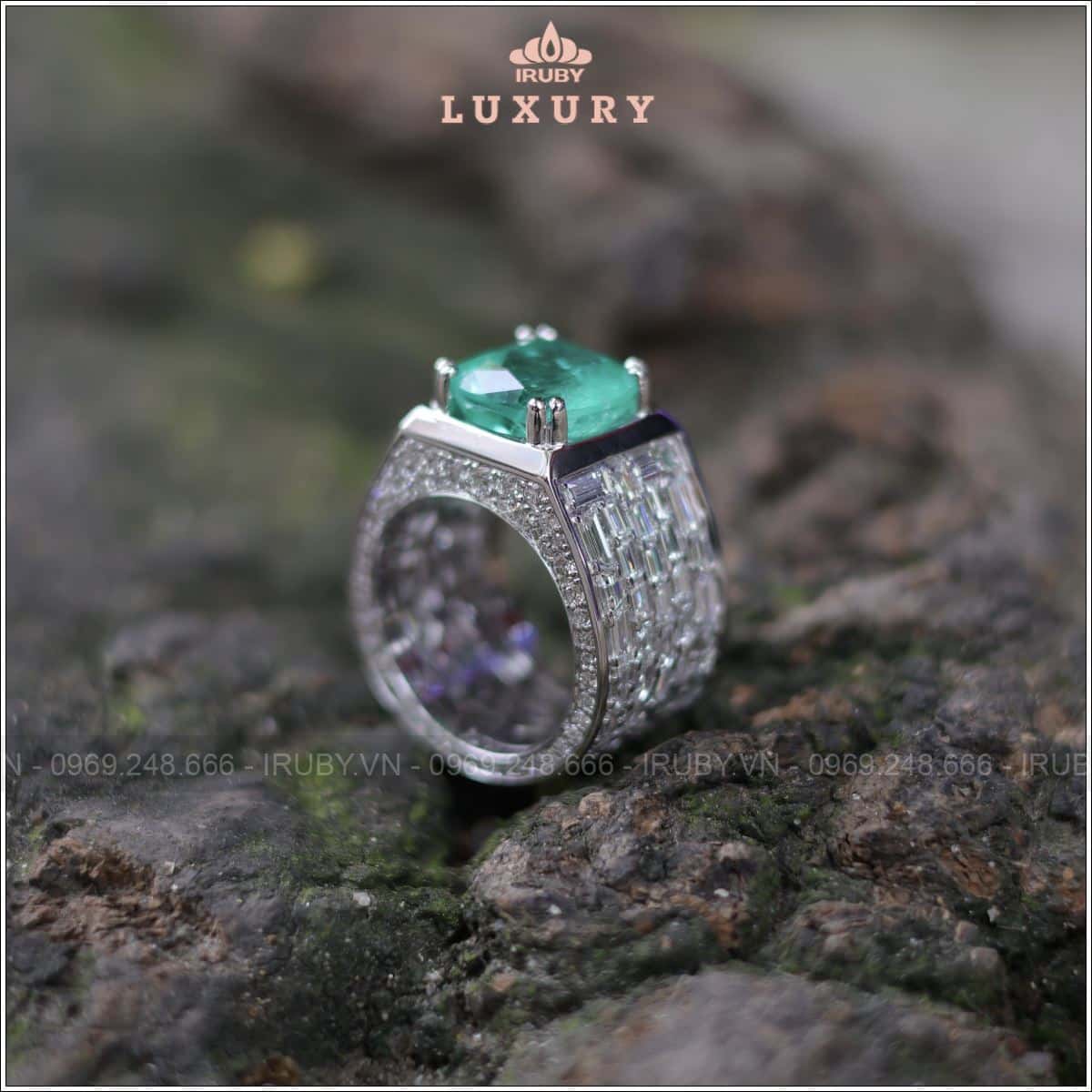 Nhẫn nam Emerald full kim cương tự nhiên - IREM 2504510