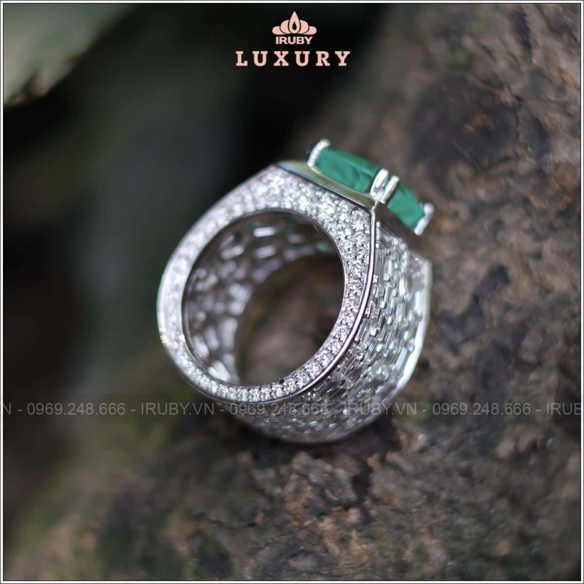 Nhẫn nam Emerald full kim cương tự nhiên - IREM 2504510