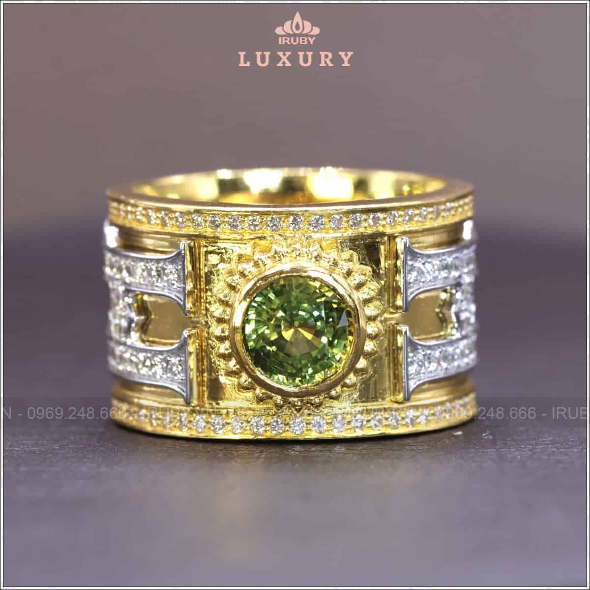 Nhẫn nam Sapphire xanh lục 3,30ct thiết kế theo yêu cầu - IRGS 2503330