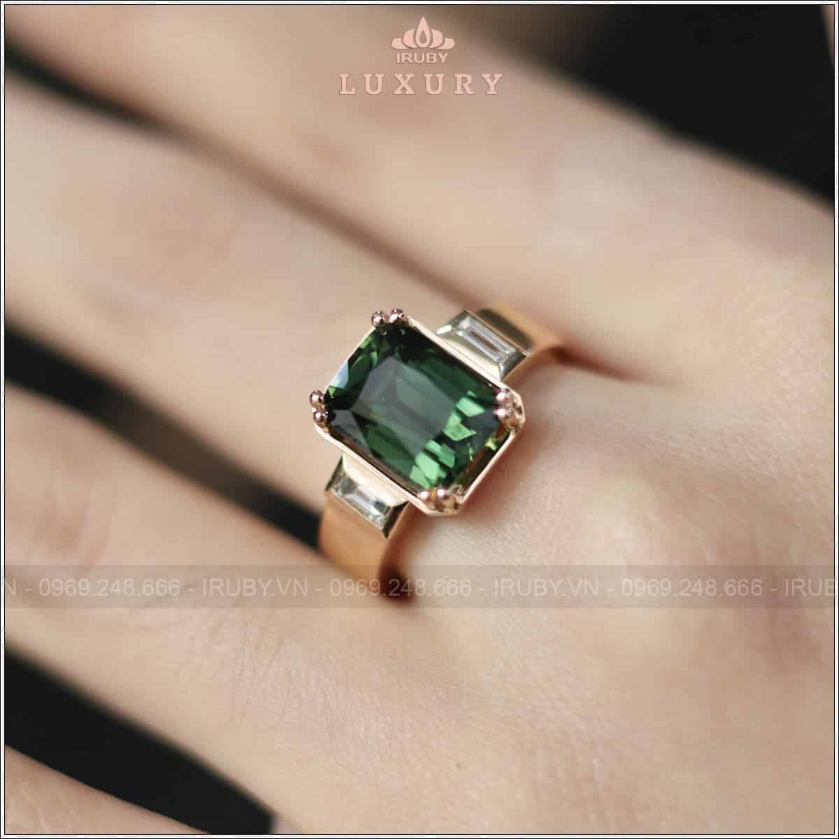 Nhẫn nam Sapphire xanh lục tự nhiên 100% 5,70ct - IRGS331 2503570 hình ảnh