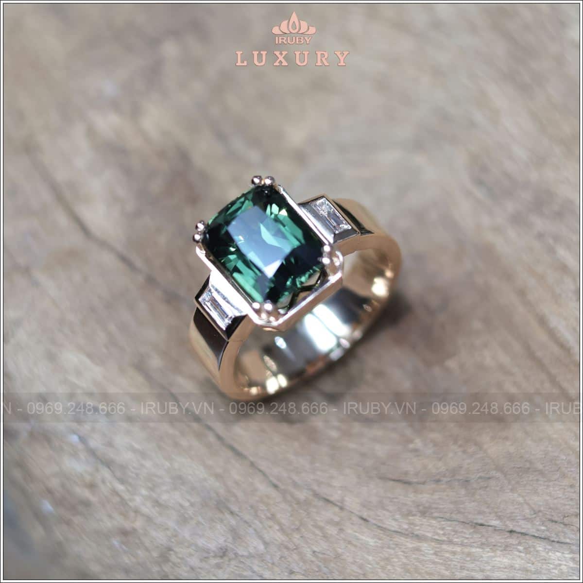 Nhẫn nam Sapphire xanh lục tự nhiên 100% 5,70ct - IRGS331 2503570 hình ảnh