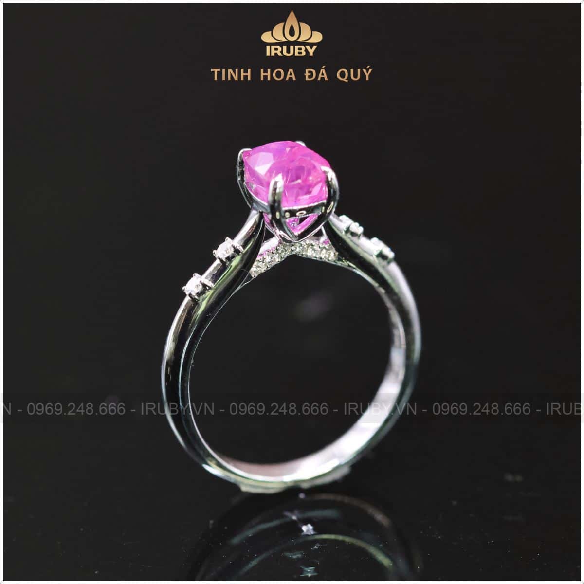 Nhẫn nữ Ruby facet Lục Yên kết kim cương - IRRF 250405