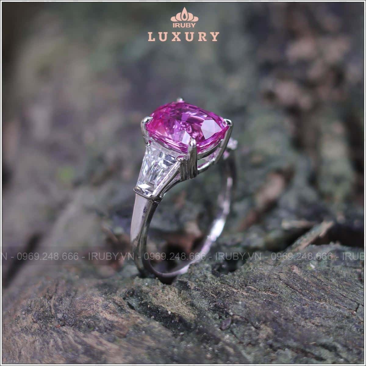 Nhẫn nữ Sapphire hồng 3,22ct kết kim cương thiên nhiên - IRPS285 2409322