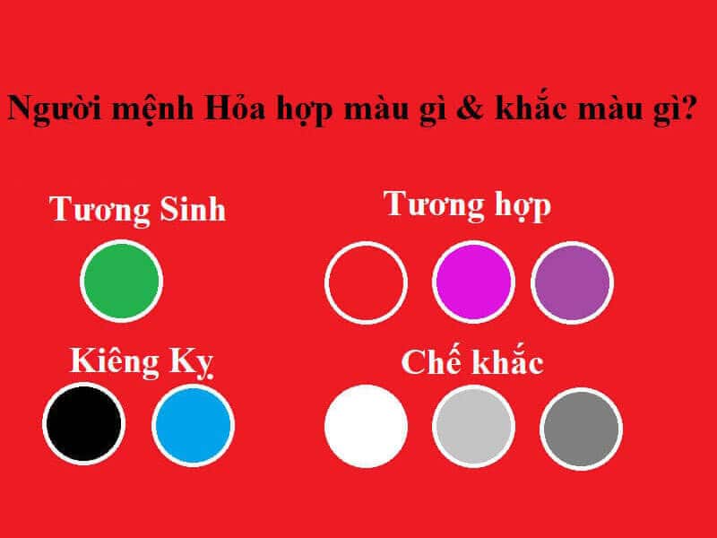 viec chon mau sac tuong sinh va tuong khac rat quan trong doi voi nguoi menh hoa
