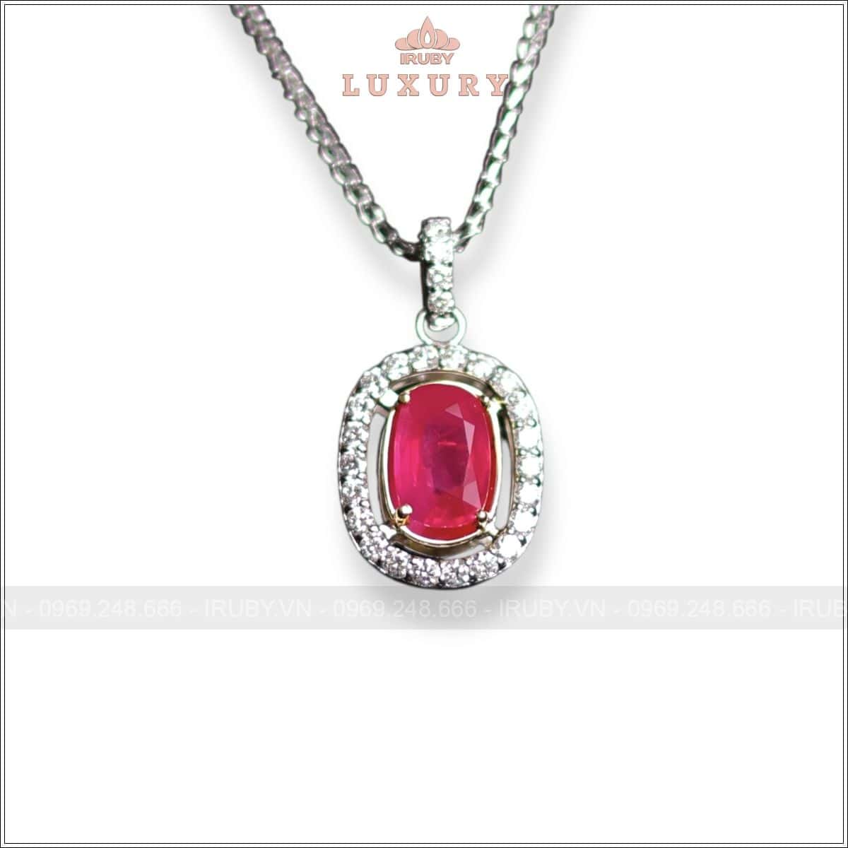 Mặt dây chuyền Ruby facet đỏ hồng kết Kim Cương tự nhiên – IRRF 2505284