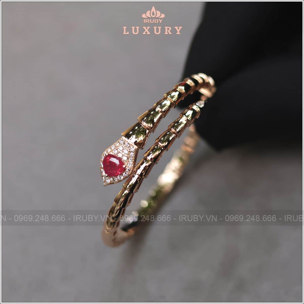 Vòng tay rắn Ruby kết Kim Cương tự nhiên - IRRF 2503111