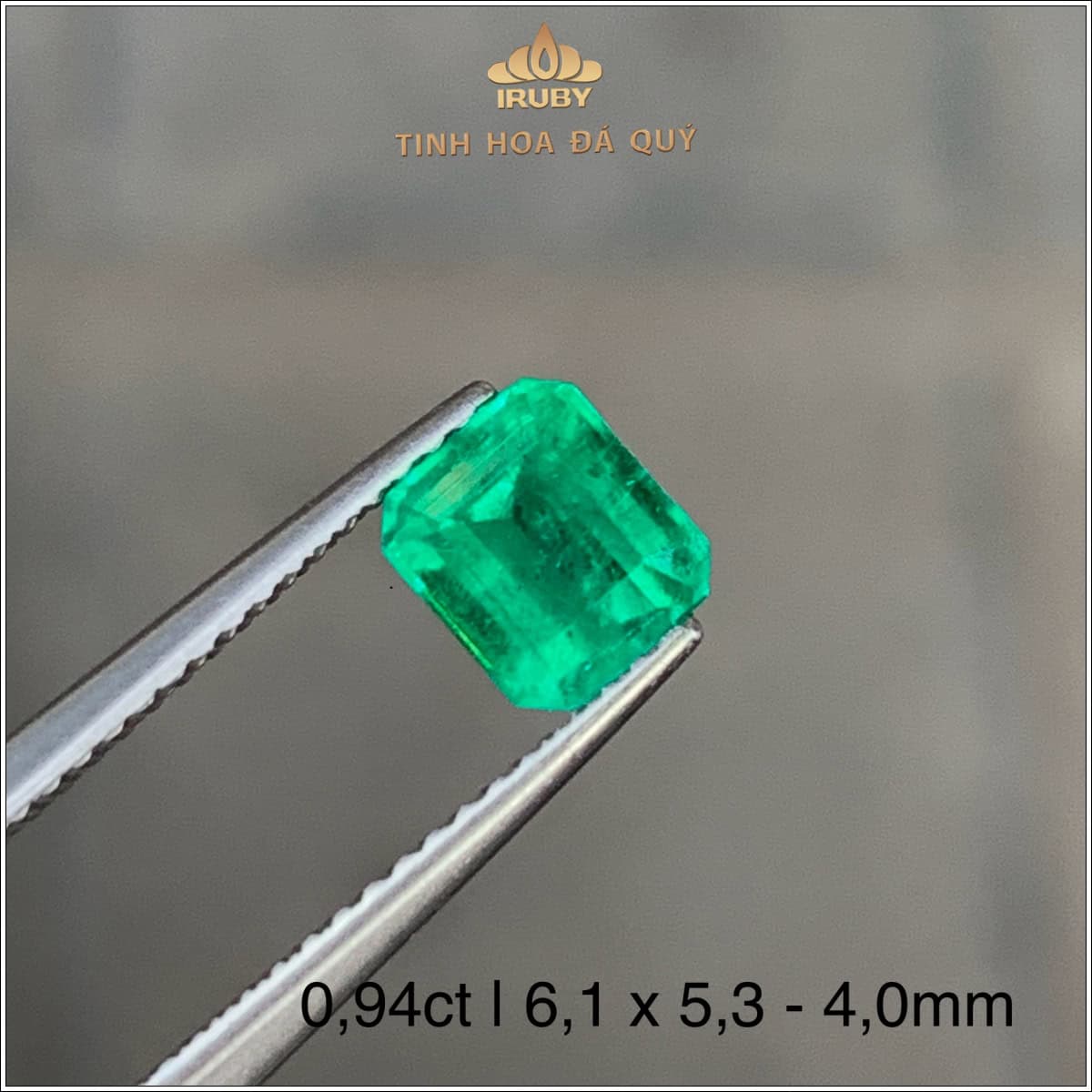 Đá Emerald Colombia xanh vivid tự nhiên 100% 0,94ct - IREM 2504094 Đá Emerald Colombia xanh vivid tự nhiên 100% 0,94ct - IREM 2504094