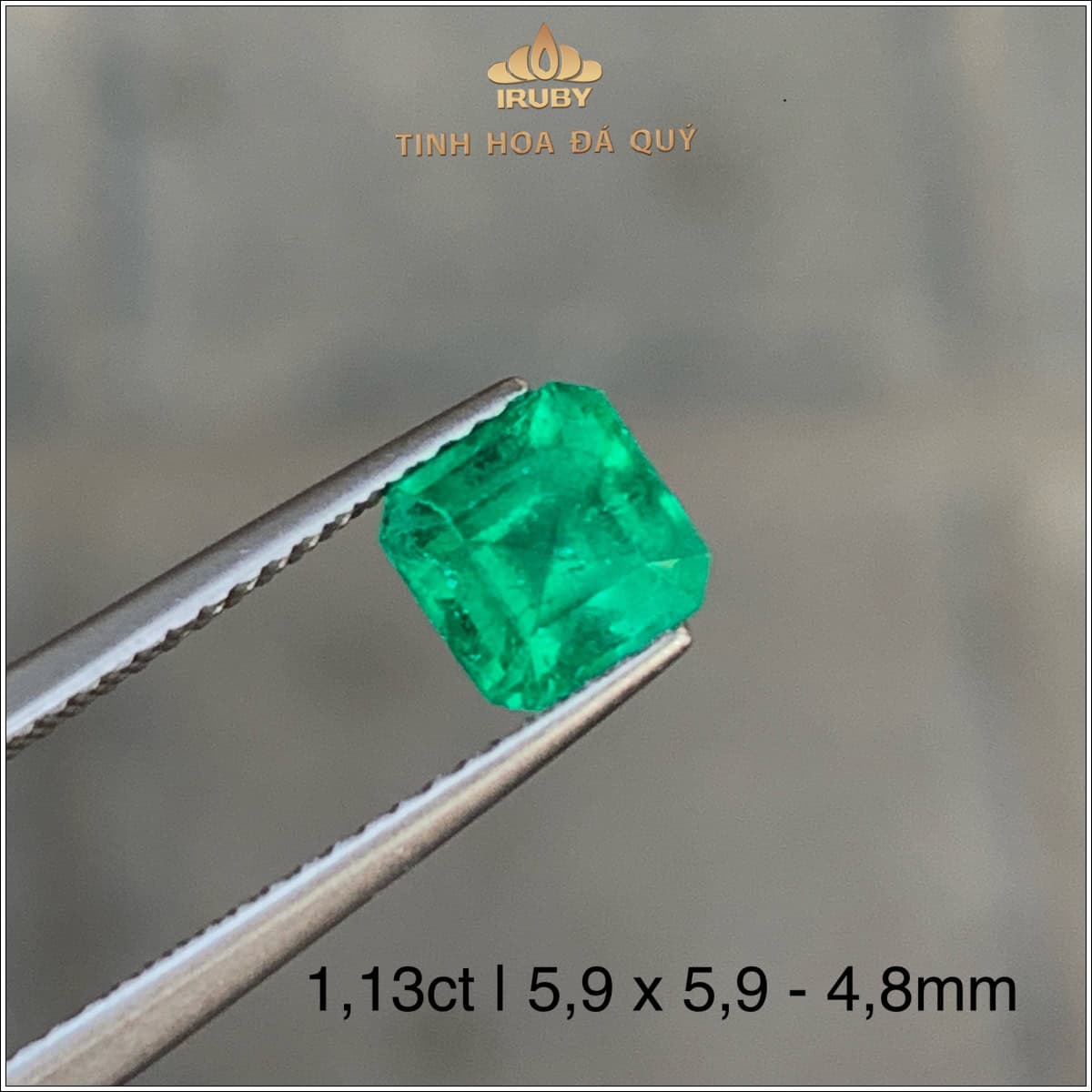 Đá Emerald Colombia xanh vivid tự nhiên 100% 1,13ct - IREM 2503113 Đá Emerald Colombia xanh vivid tự nhiên 100% 1,13ct - IREM 2503113