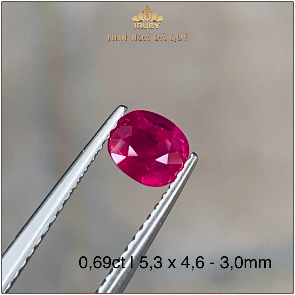 Đá Ruby facet đỏ hồng Lục Yên tự nhiên 100% 0,69ct - IRRF 2505069 Đá Ruby facet đỏ hồng Lục Yên tự nhiên 100% 0,69ct - IRRF 2505069