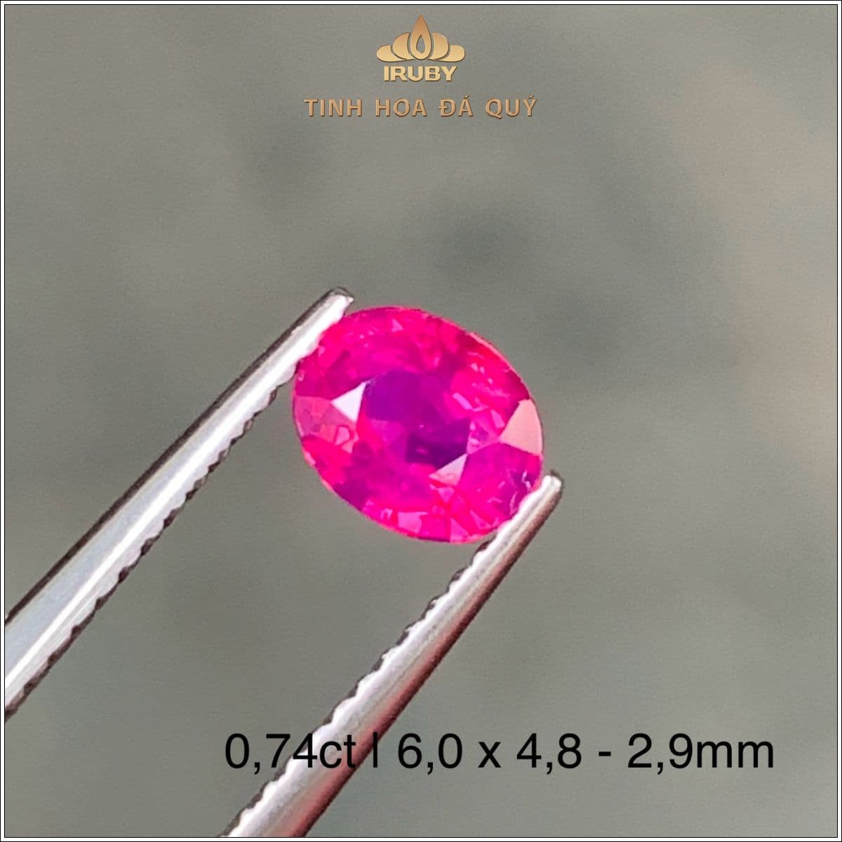 Đá Ruby facet đỏ hồng Lục Yên tự nhiên 100% 0,74ct - IRRF 2505074 Đá Ruby facet đỏ hồng Lục Yên tự nhiên 100% 0,74ct - IRRF 2505074