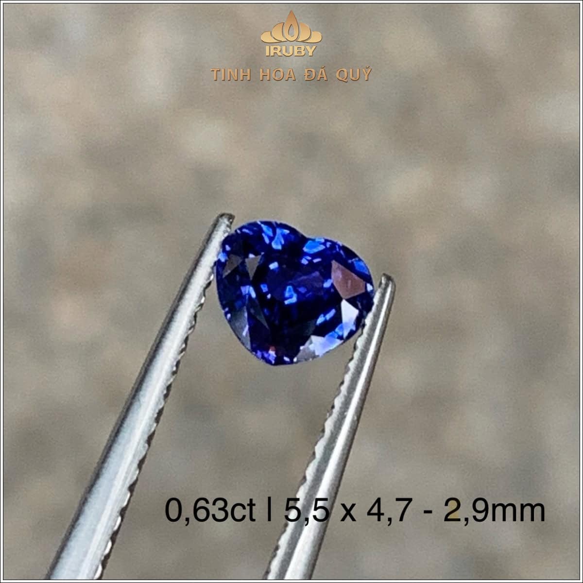 Đá Sapphire trái tim xanh lam tự nhiên 100% 0,63ct - IRBS 2505063 Đá Sapphire trái tim xanh lam tự nhiên 100% 0,63ct - IRBS 2505063