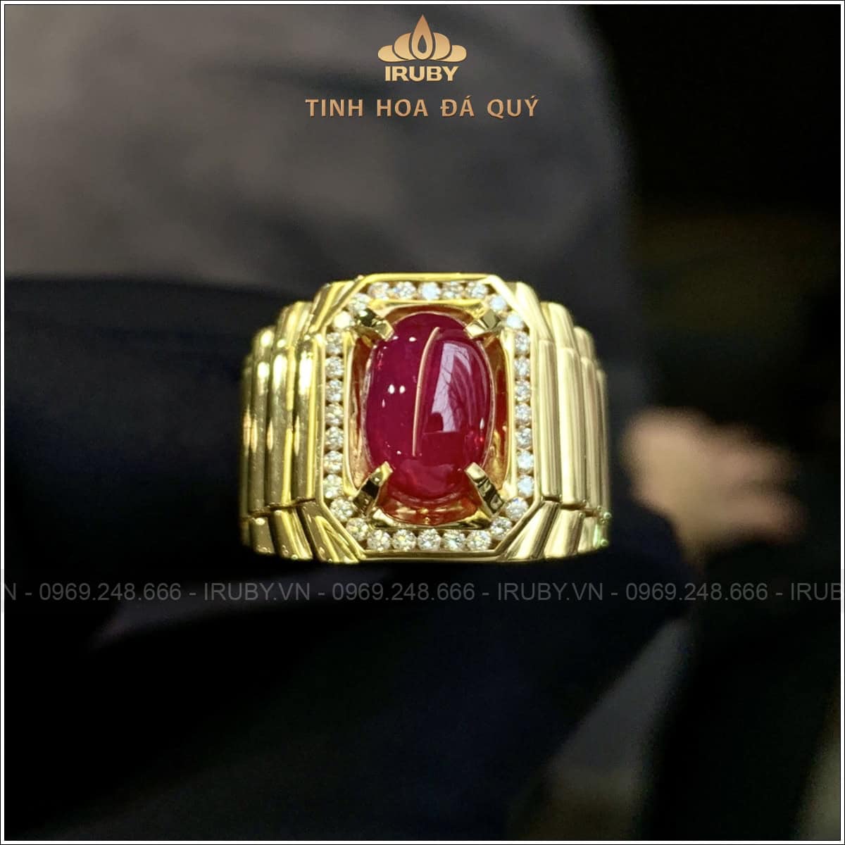 Nhẫn nam Ruby cabochon phong cách Rolex 4,52ct - IRRC 2404452