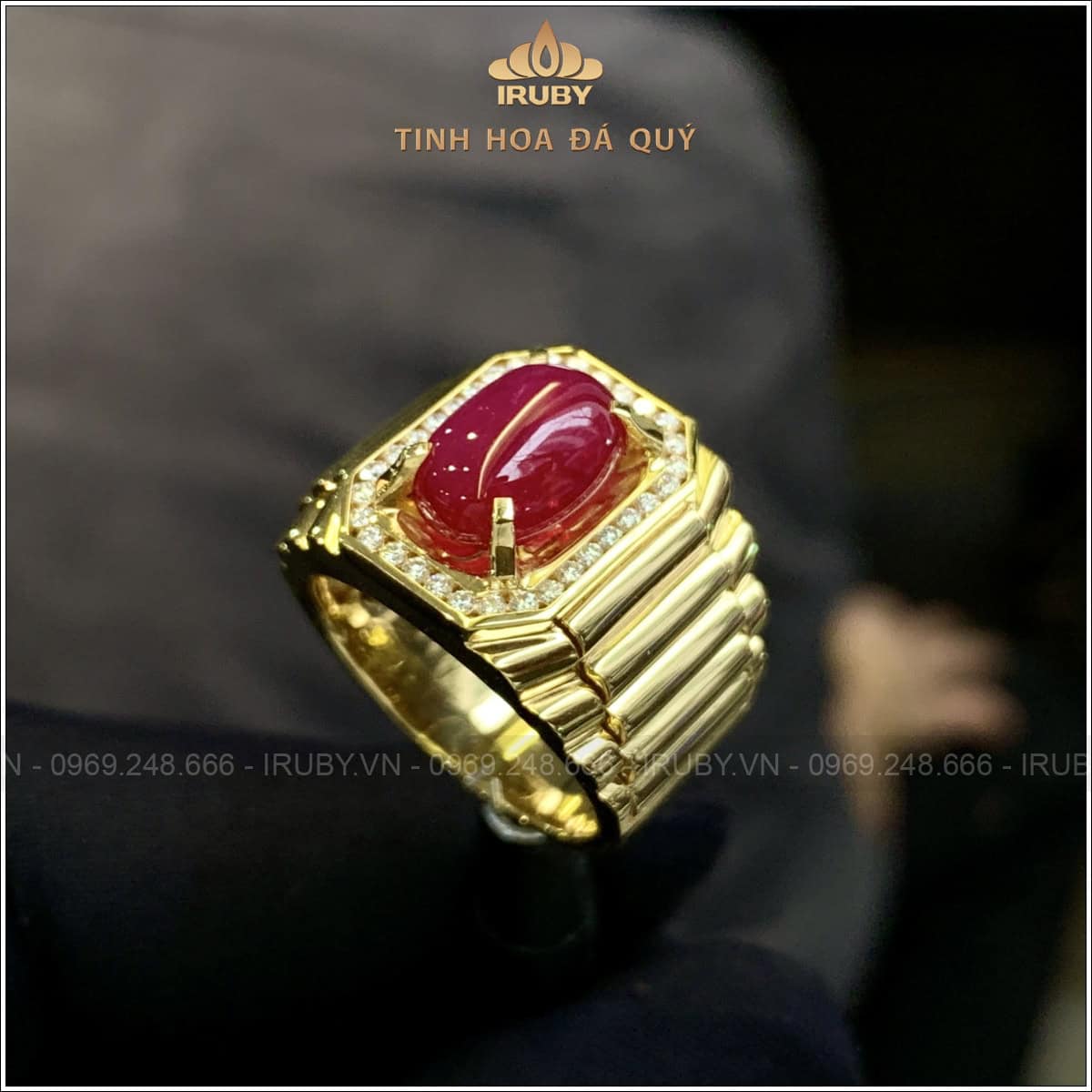Nhẫn nam Ruby cabochon phong cách Rolex 4,52ct - IRRC 2404452