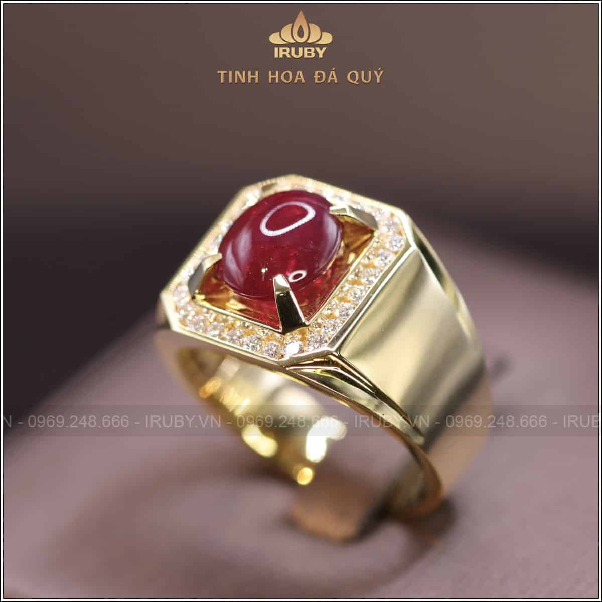 Nhẫn nam Ruby kết Kim Cương tự nhiên 3,68ct - IRRC 2504368