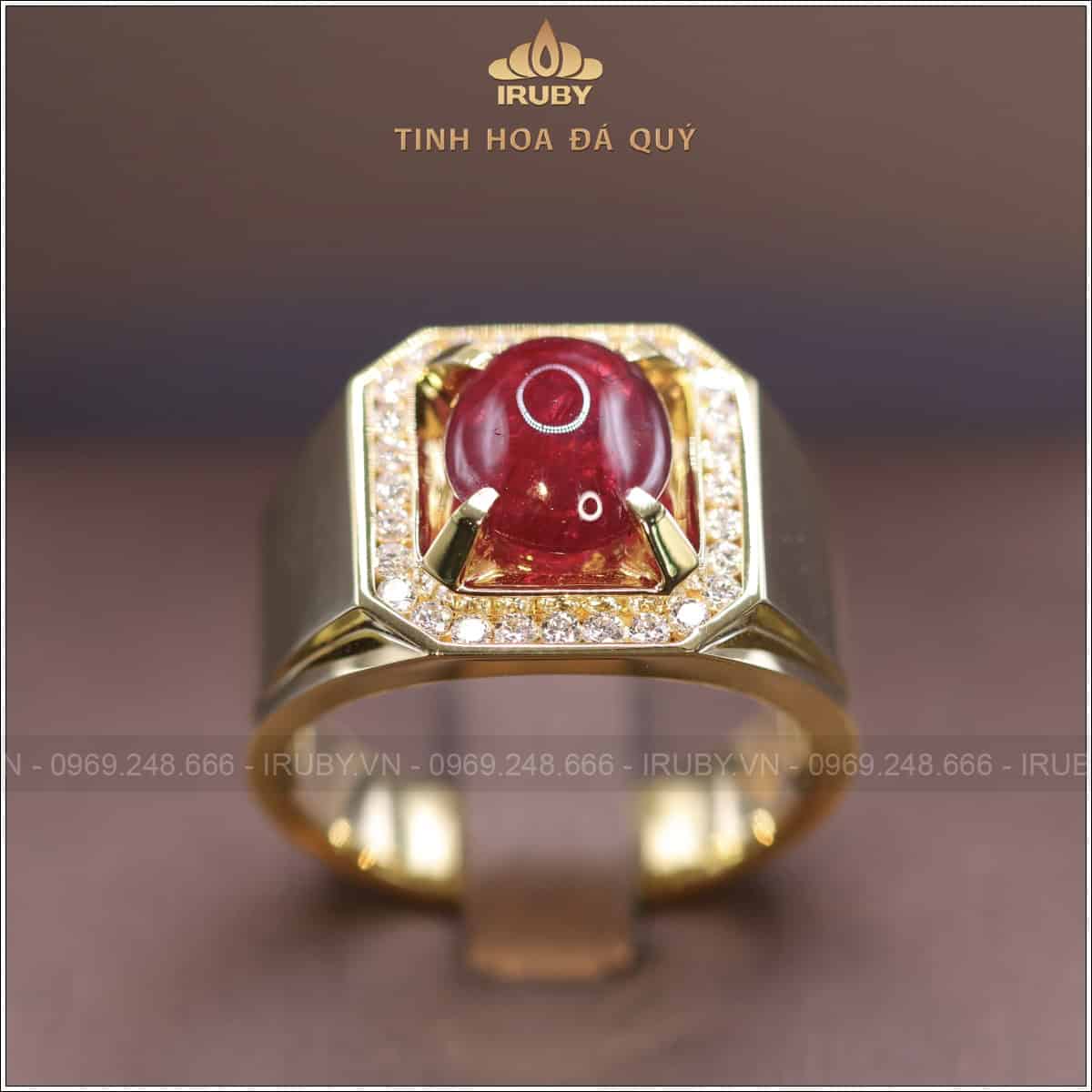 Nhẫn nam Ruby kết Kim Cương tự nhiên 3,68ct - IRRC 2504368