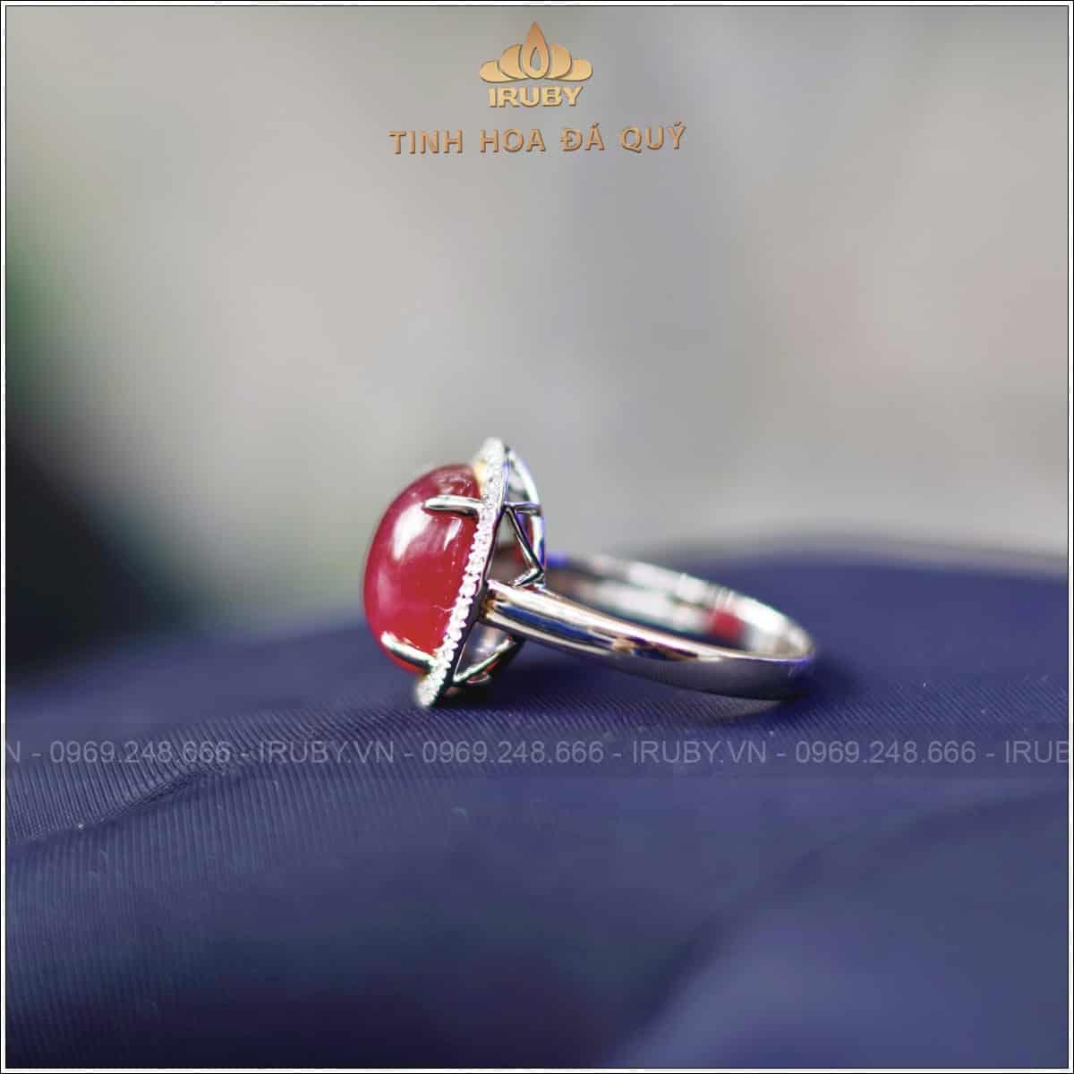 Nhẫn nữ Ruby Cabochon kết kim cương tự nhiên 100% 10,93ct - IRRC 237109 Nhẫn nữ Ruby Cabochon kết kim cương tự nhiên 100% 10,93ct - IRRC 237109
