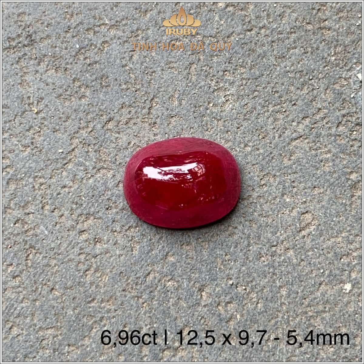 Đá Ruby cabochon đỏ huyết tự nhiên 100% 6,96ct - IRRC 2505696