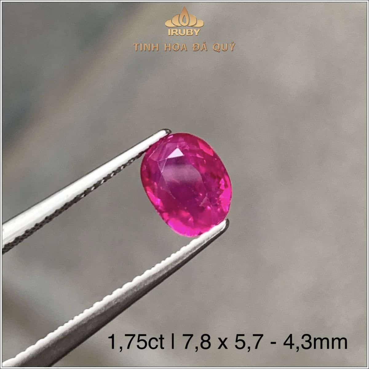 Đá Ruby facet đỏ hồng Lục Yên tự nhiên 100% 1,75ct - IRRFKG 2506175