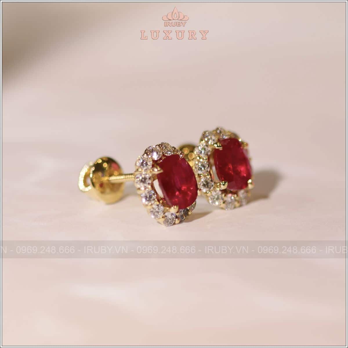 Đôi hoa tai Ruby facet 2,24ct kết kim cương thiên nhiên - IRRF 2505224