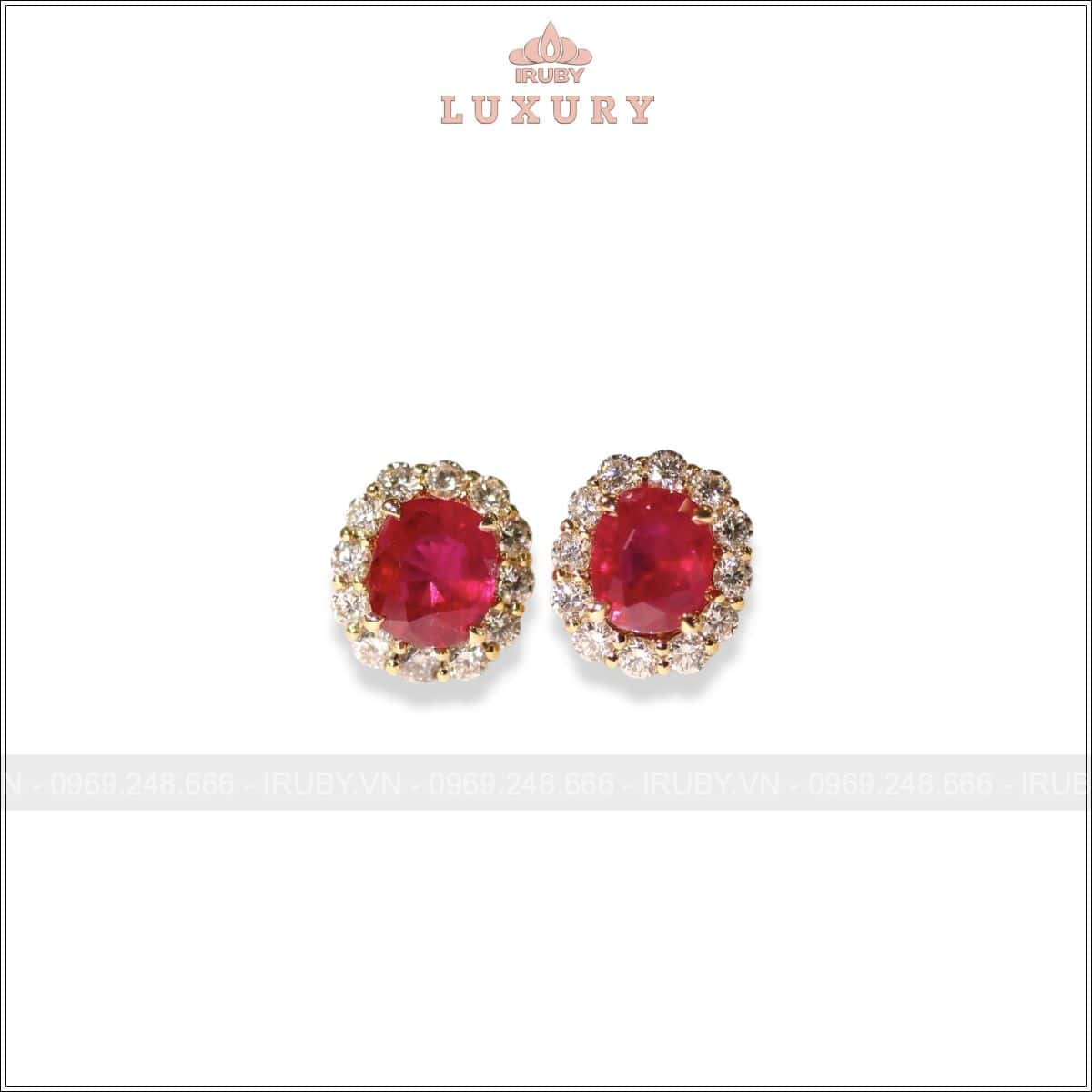 Đôi hoa tai Ruby facet 2,24ct kết kim cương thiên nhiên – IRRF 2505224