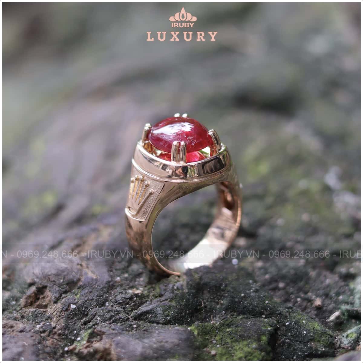 Nhẫn nam Ruby cabochon 4,42ct mẫu vintage - IRRC 2505442