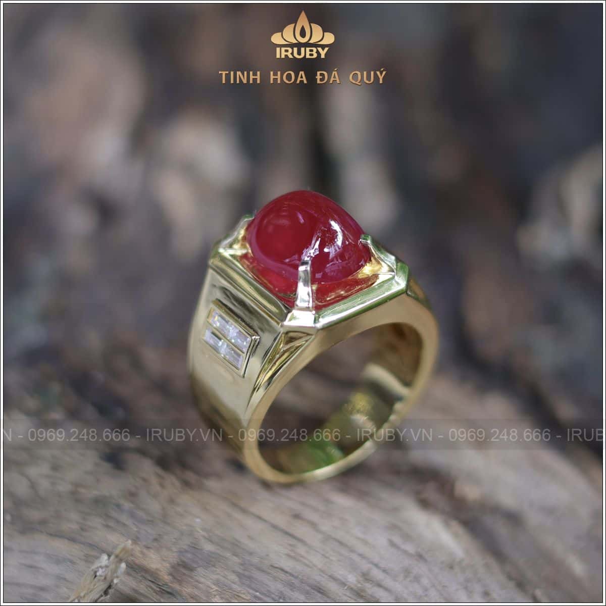Nhẫn nam Ruby cabochon phong cách chủ tịch 7,00ct - IRRC 2505