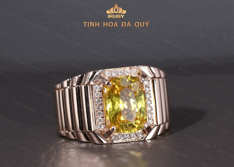 Nhan nam Sapphire vang mau Rolex - Phu hop voi nam Canh Thin de hoa giai sao xau, thu hut tai loc
