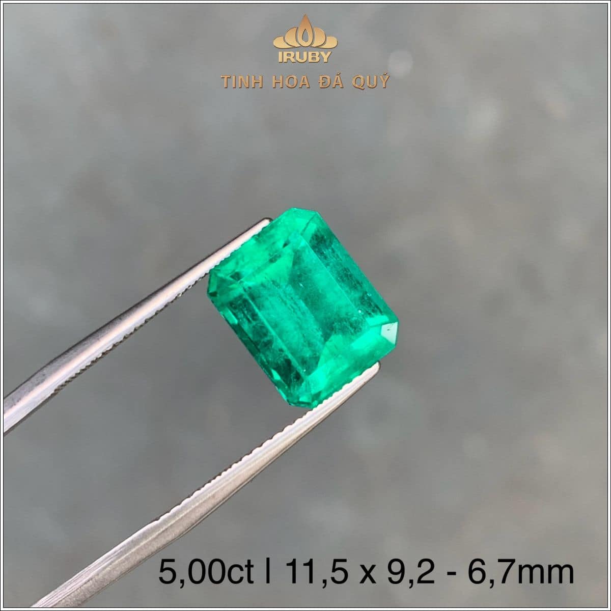 Đá Emerald xanh táo Colombia tự nhiên 5,00ct - IREM 2507500