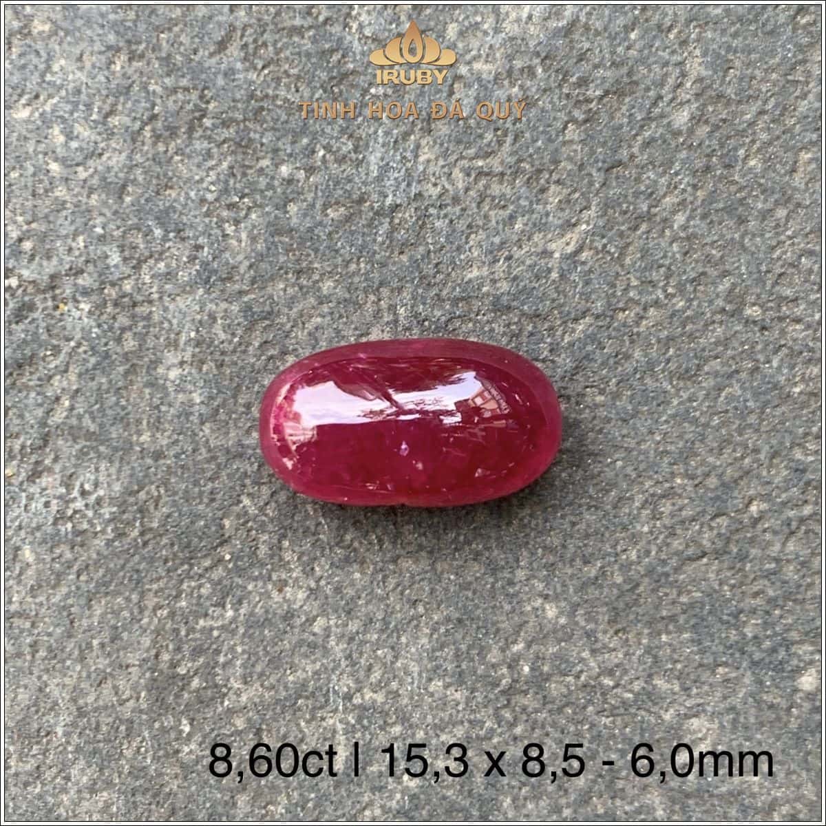 Đá Ruby cabochon đỏ huyết Lục Yên tự nhiên 100% 8,60ct - IRRC 25710860