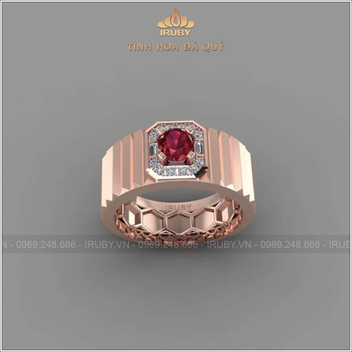 Nhẫn nam Ruby facet 0,72ct kết kim cương - IRRF 257072