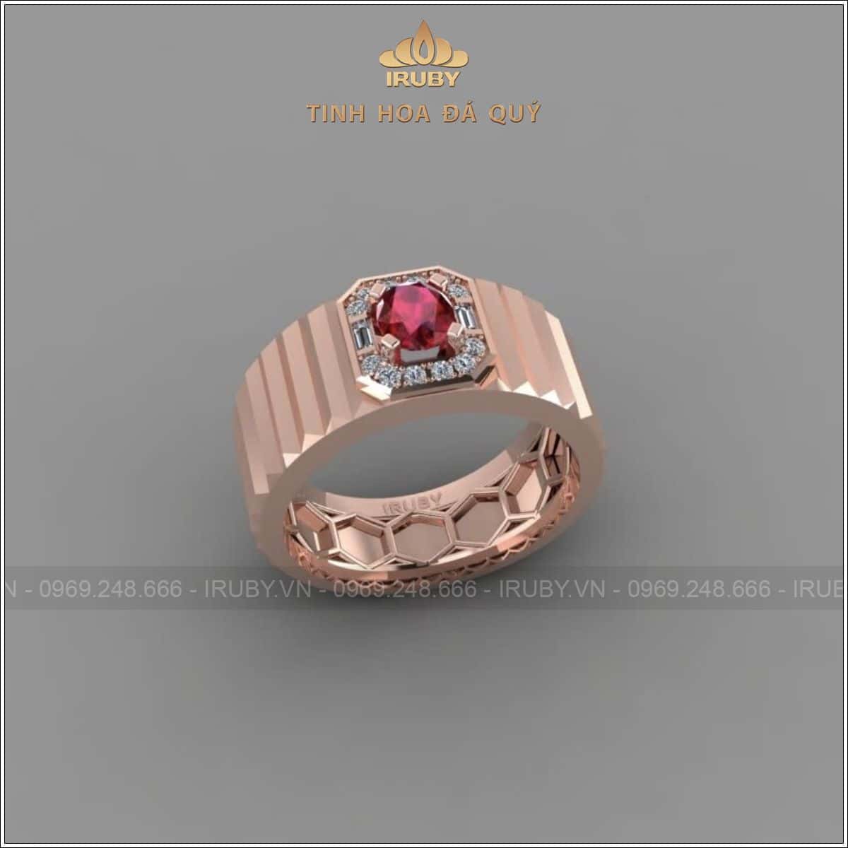 Nhẫn nam Ruby facet 0,72ct kết kim cương - IRRF 257072