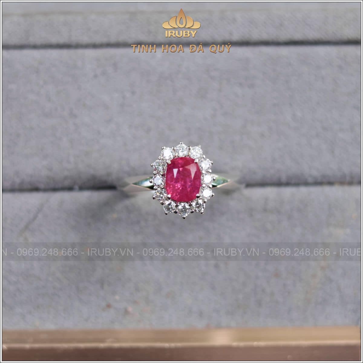 Nhẫn nữ Ruby kết kim cương
