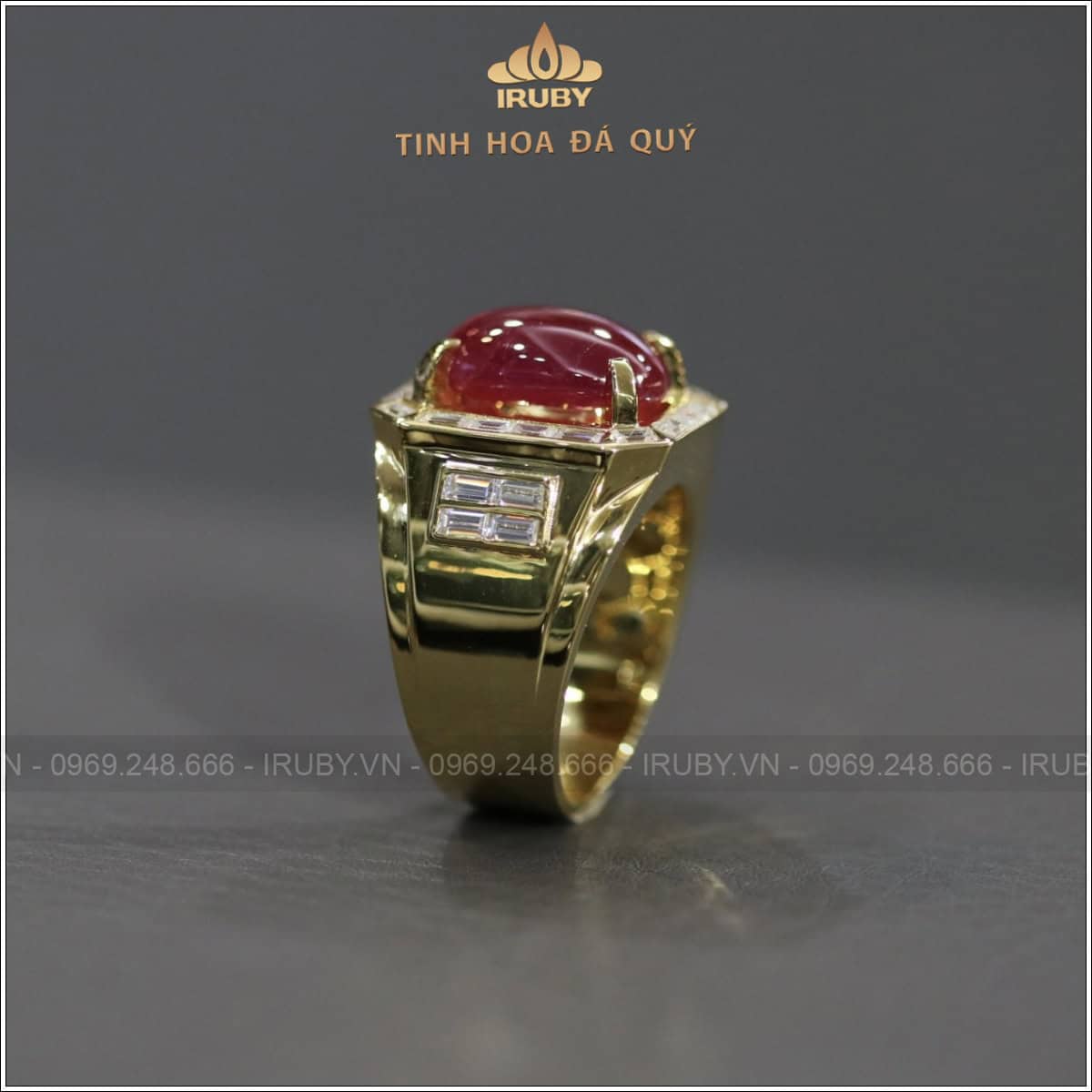 Nhẫn nam Ruby cabochon 6,30ct mẫu chủ tịch - IRRC 2401630