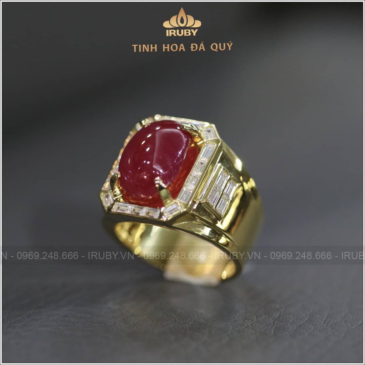 Nhẫn nam Ruby cabochon 6,30ct mẫu chủ tịch - IRRC 2401630