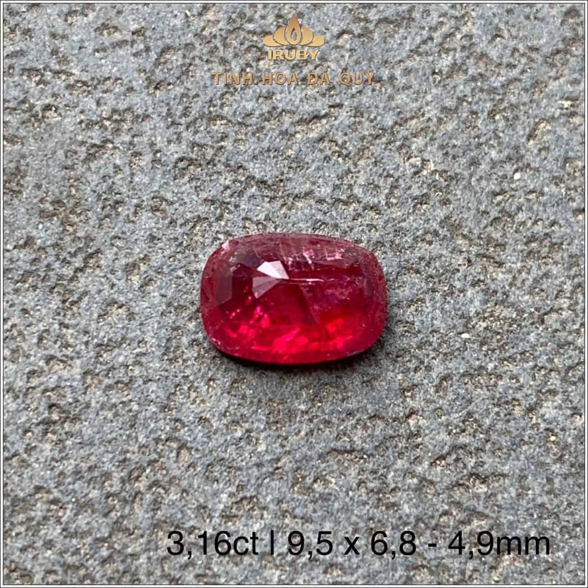 Đá Ruby facet đỏ huyết Lục Yên tự nhiên 100% 3,16ct - IRRF68 25829316