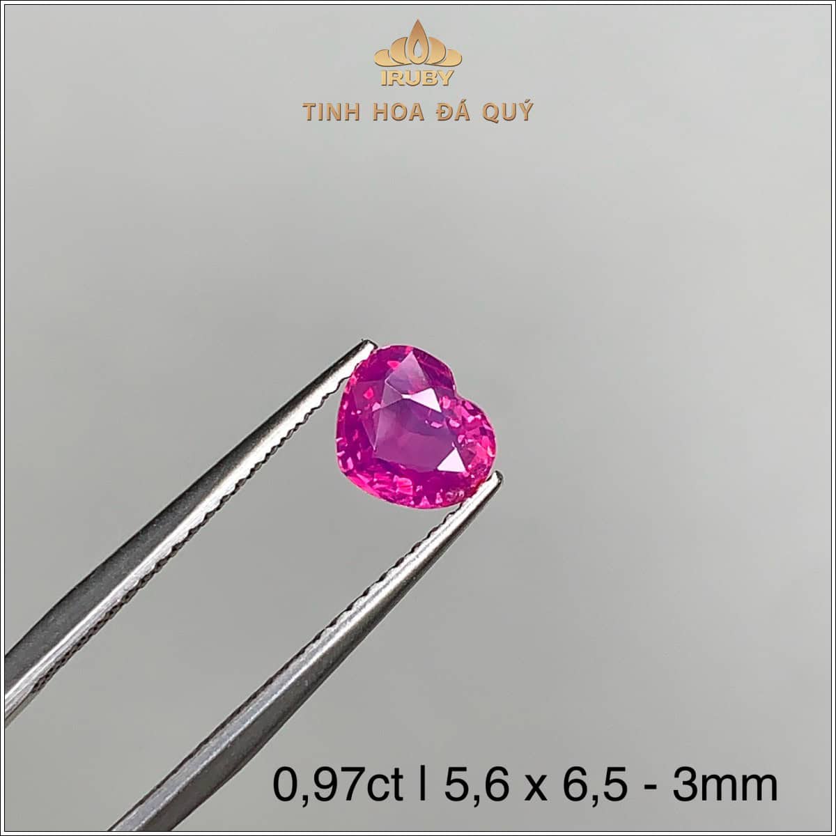 Đá Ruby facet trái tim Lục Yên tự nhiên 100% 0,97ct - IRRF 2409097