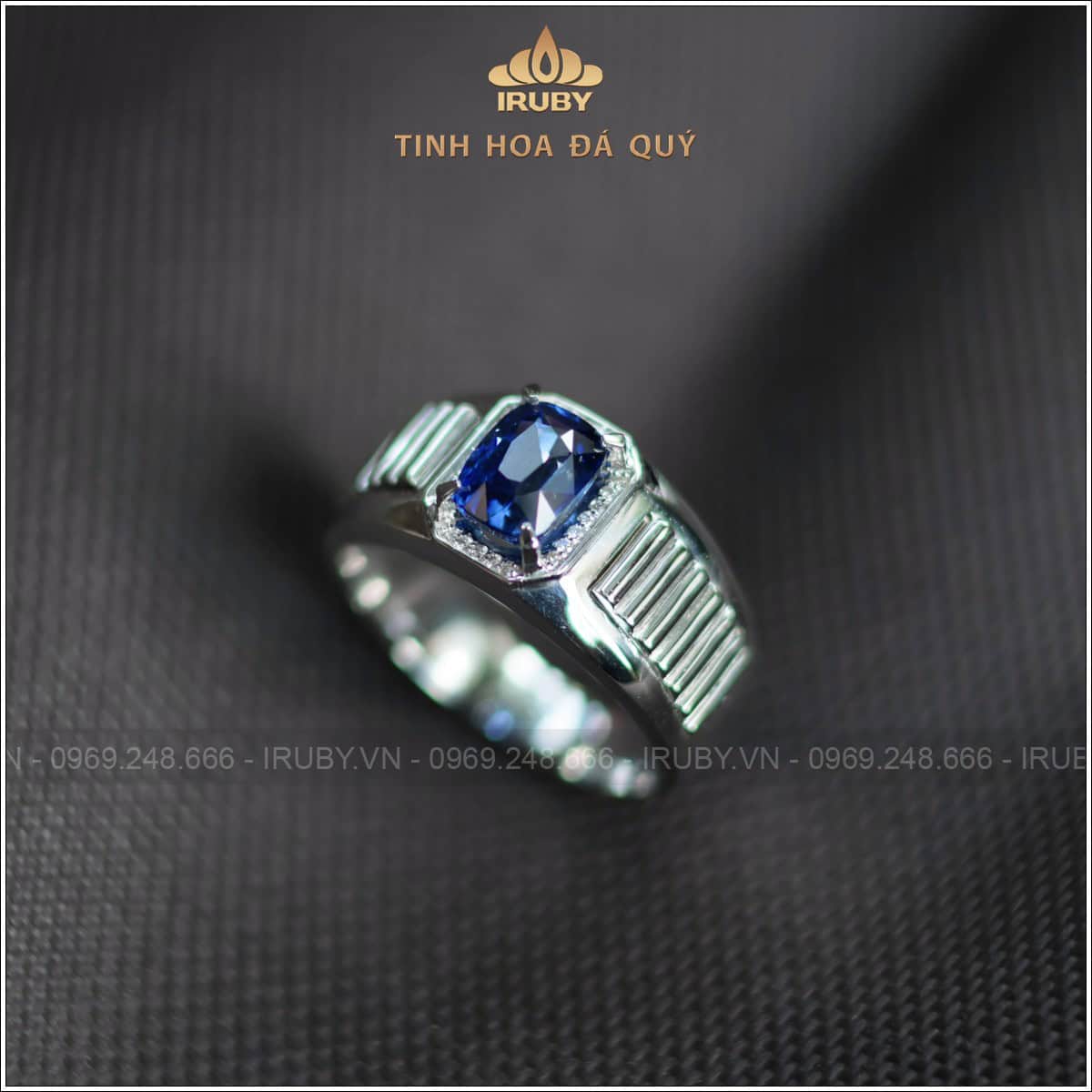 Nhẫn nam Sapphire xanh lam 2,57ct kết kim cương - IRBS333 2503257