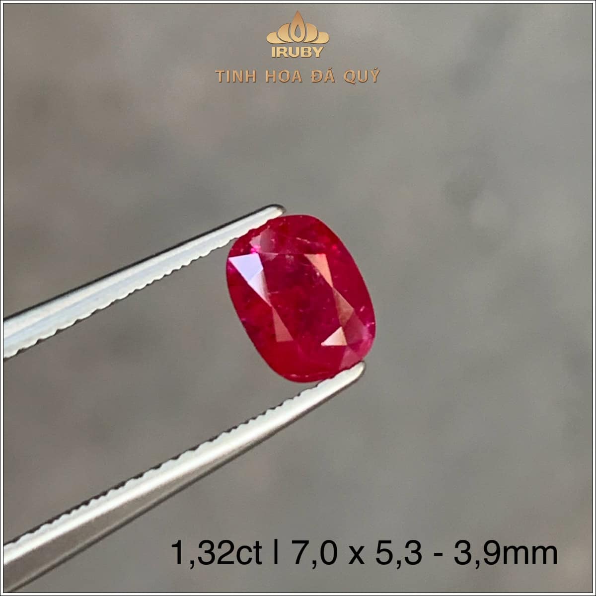 Đá Ruby facet đỏ huyết Lục Yên thiên nhiên 100% 1,32ct - IRRF28 25915132