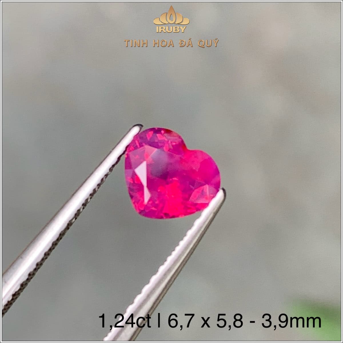Đá Ruby facet trái tim Lục Yên thiên nhiên 100% 1,24ct - IRRFKG79 25825124