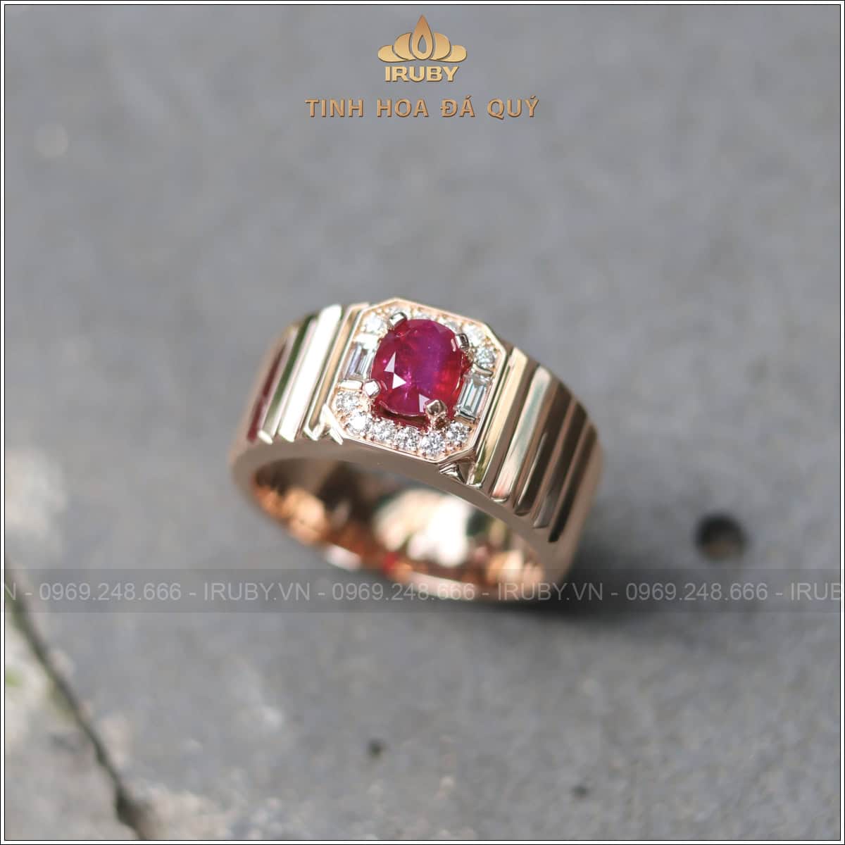 Nhẫn nam Ruby facet 1,22ct mẫu Lộc Phát - IRRF56 25822122