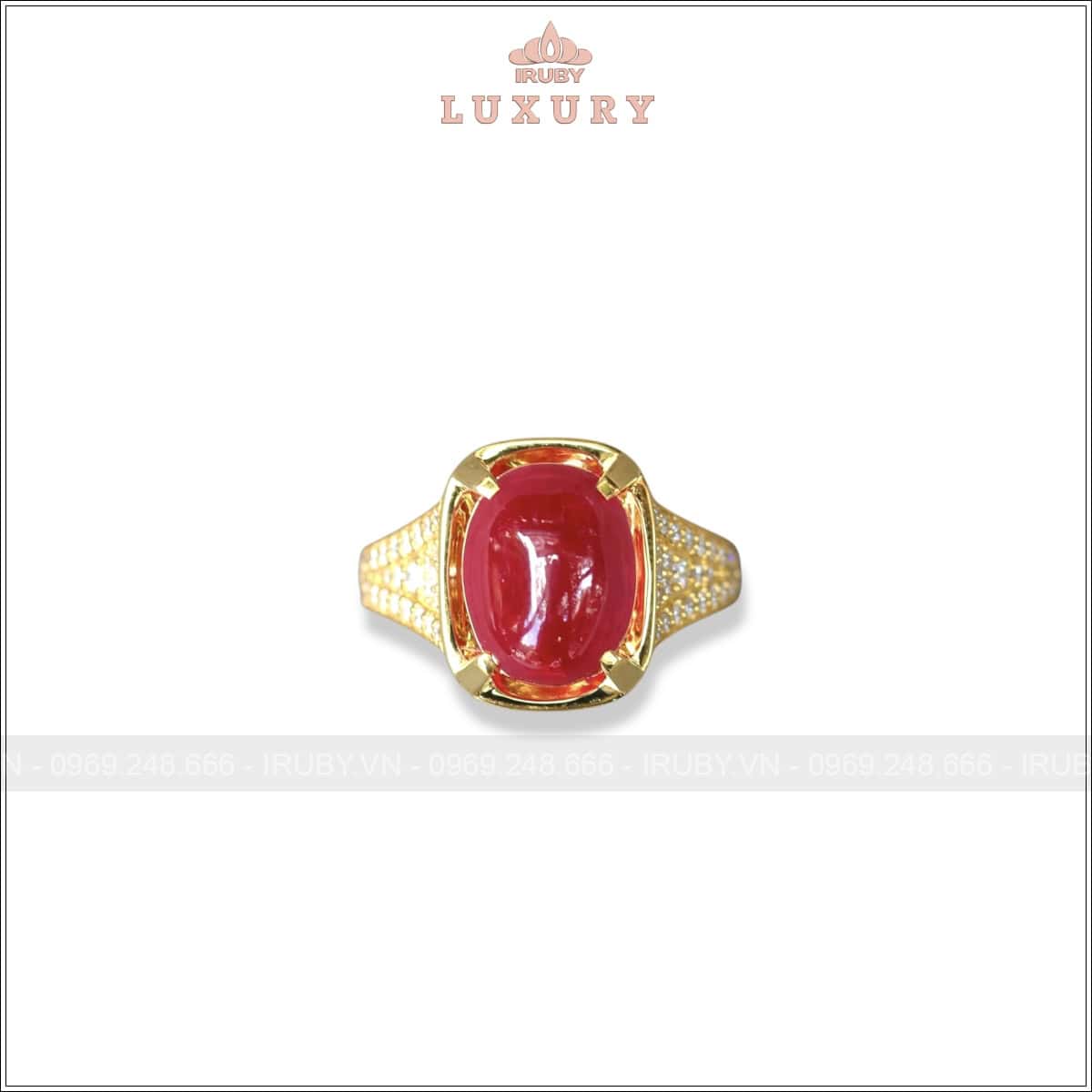 Nhẫn nữ Ruby cabochon đỏ huyết 6,96ct kết kim cương – IRRC 2505696