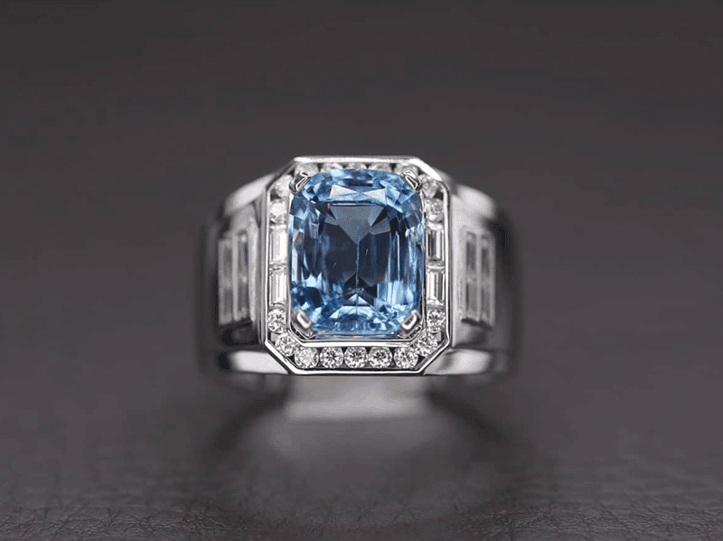 Nhan da Aquamarine la mot loai trang suc bat mat voi vien da chu mau xanh mang lai ve dep huyen bi